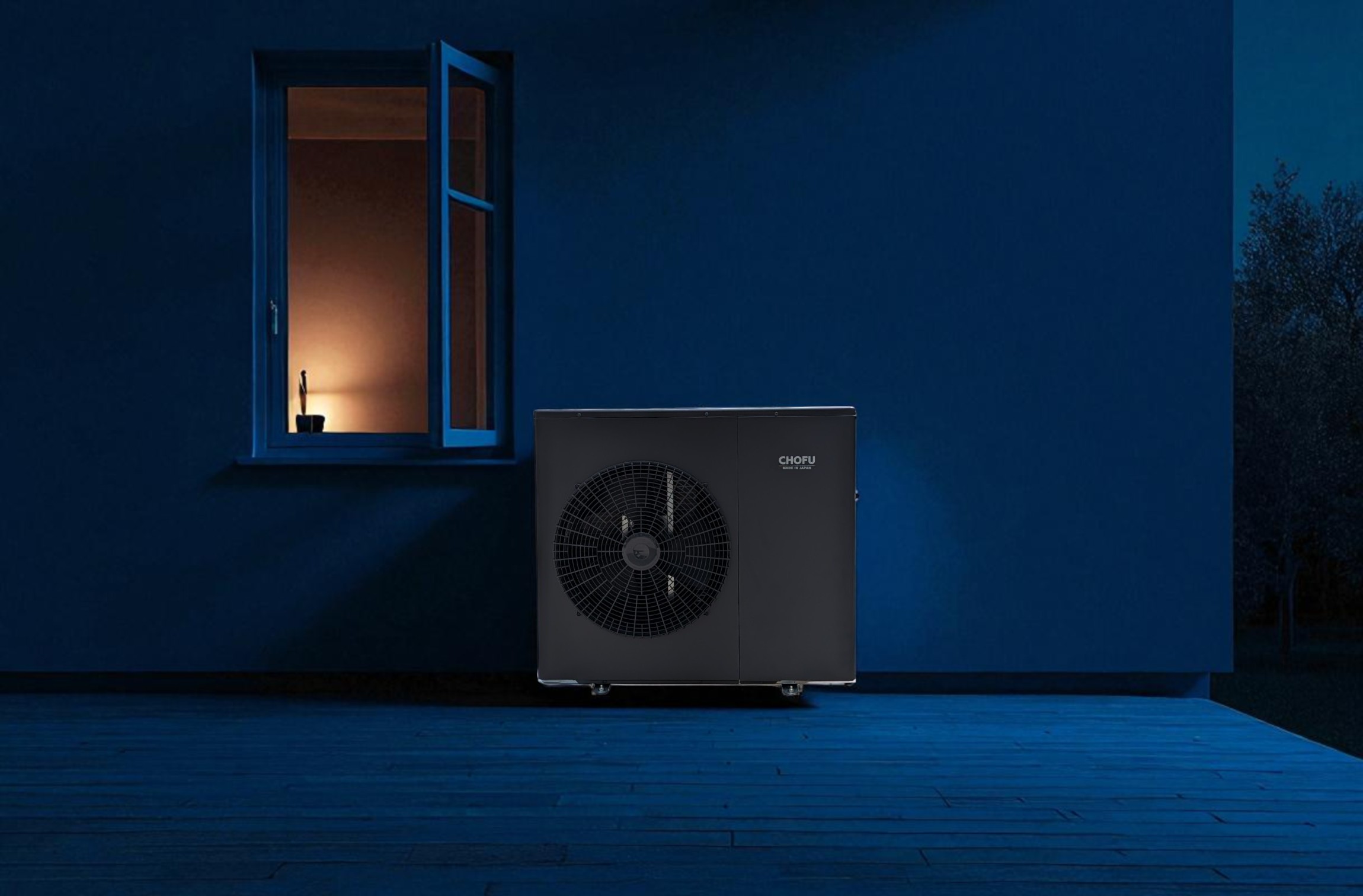 Chofu Wärmepumpe flüsterleise im Garten