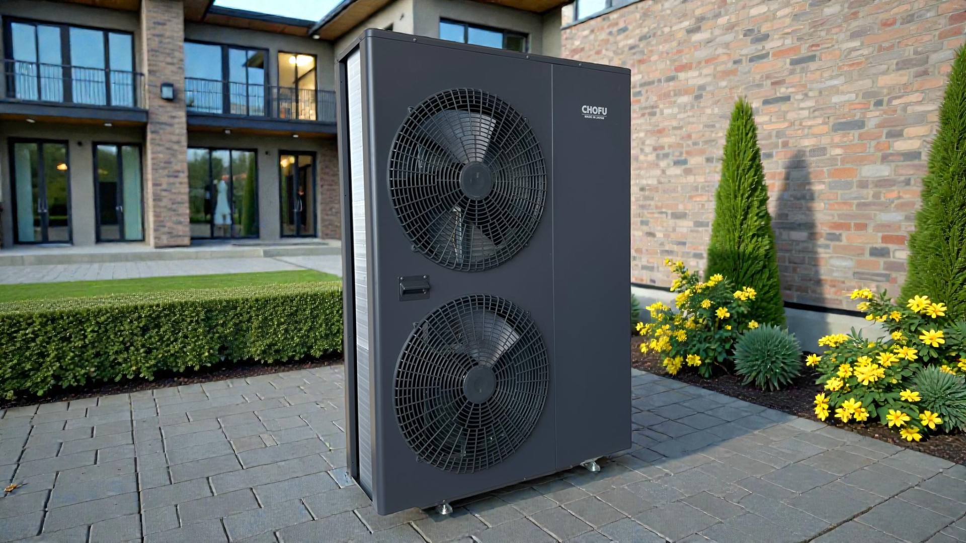 Chofu R290 10kW Twin-Fan vor Villa
